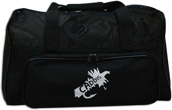 Caddis Deluxe Black Nylon Canvas Wader Bag with Mesh Dry Top, Changing Mat and Carry Straps