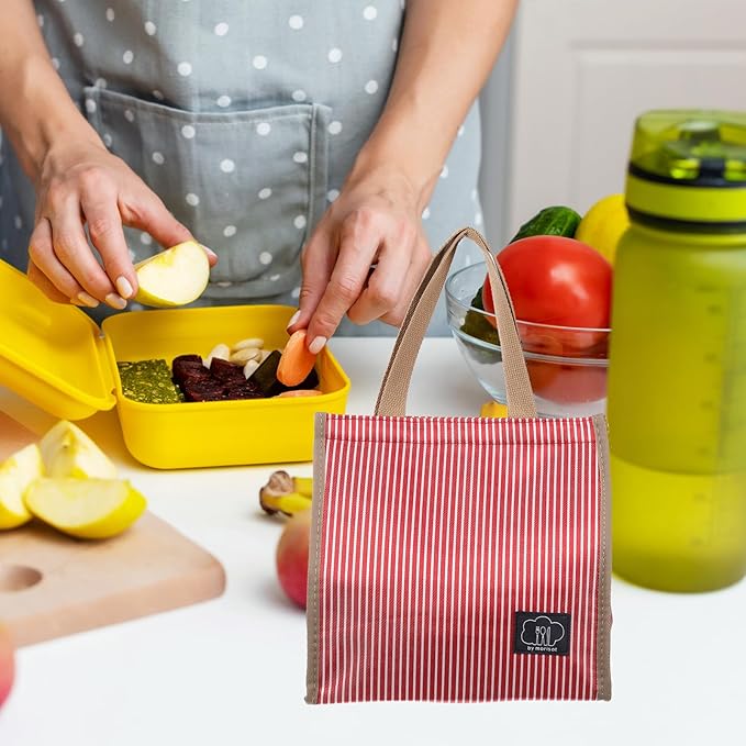 PATIKIL Insulated Lunch Bag, Oxford Cloth Waterproof Lunch Tote Bag Thermal Portable Lunch Box Food Container for Work Office Picnic Outdoor, 10.24"x6.69"x10.24", Red