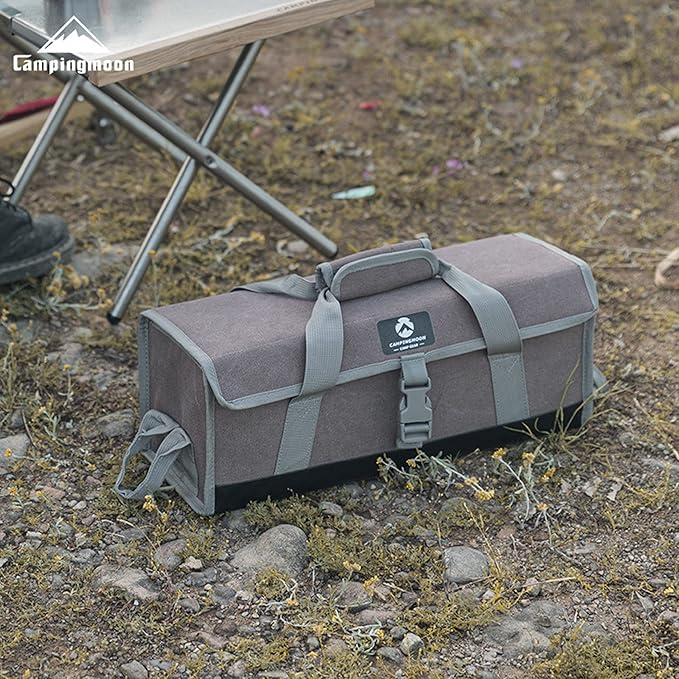 CAMPINGMOON Bottom Waterproof Outdoor Camping Tent Stakes Hammer Multi-Container Storage Box Bag (Canvas, M Size(17.7-inch Length, B-155C))