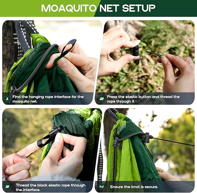 Camping Hammock Mosquito Net,Double & Single Portable Hammocks Hammocks with 2 Tree Straps,Hammock Tent for Travel Camping,Camping Accessories for Indoor Outdoor Hiking Backpacking Backyard Beach