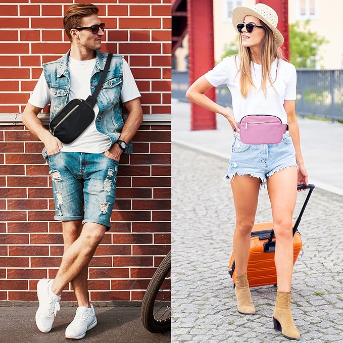 Fanny Packs for Women Men Fashion Plus Size Waist Pack Belt Bag Fanny Pack for Girls Boys with 5 Pockets Adjustable Belt, Cute Bum Bag Hip Bags for Travel Disney Running