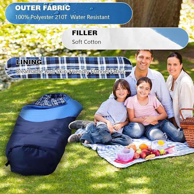 Cold Weather Mummy Sleeping Bag Flannel 0 Degree Winter Sleeping Bag Machine Washable Heavy Duty for Adults,Teenager with Compression Sack 4 Seasons for Camping Hiking Traveling