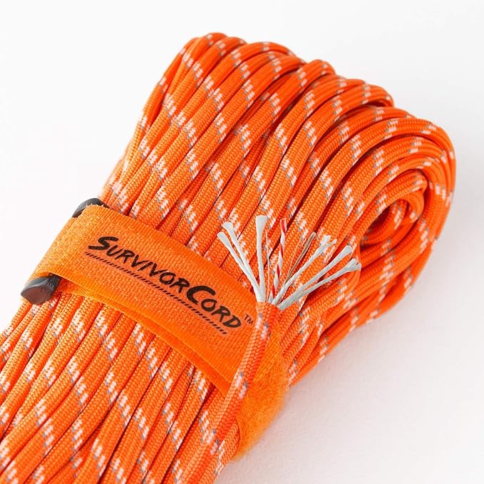 TITAN Survival Patented Paracord 550 - 25ft, 100ft, 500ft & Color Options - 620LB Strength Survival Paracord Military Spec with 3 Strands - Heavy Duty Hank Cord for Camping & Outdoors with Firestarter