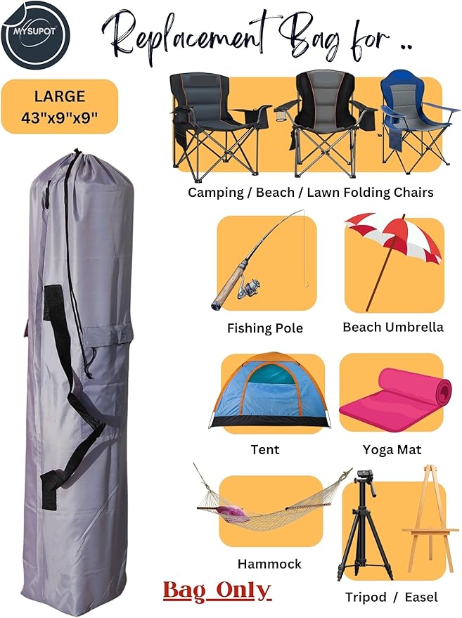Replacement Bag for Folding Camping Chair, Portable Camp Chair, Hammock, Yoga Mat, Umbrella, Tents, Tripods, Fishing Poles - 420D Oxford Polyester Fabric