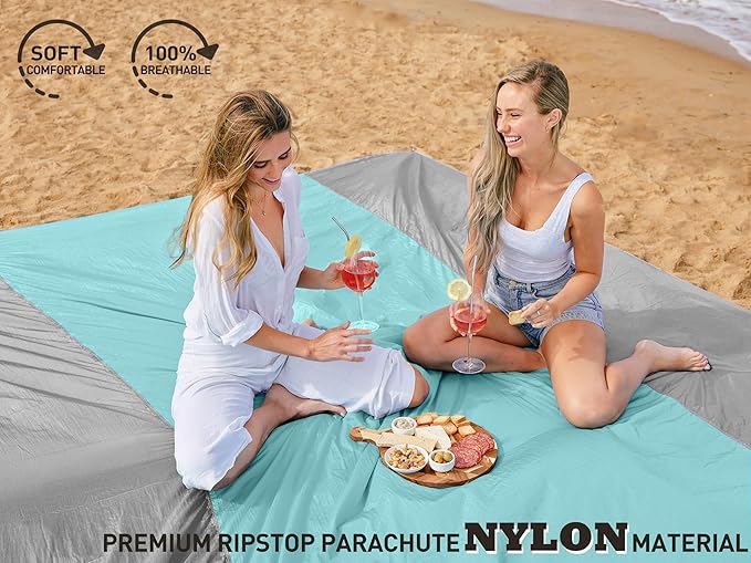 AlphaBeing Beach Blanket – Oversized 84"x84" Sandproof, Waterproof, Quick-Dry Mat for 1–7 Adults