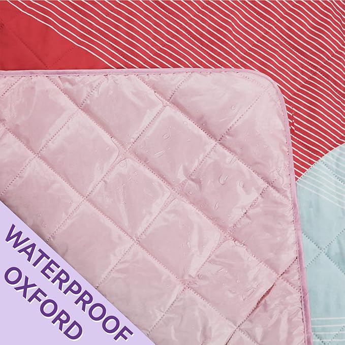 Whale Flotilla Extra Large Waterproof Picnic Blankets 60"x80", Foldable Lightweight Outdoor Blanket for Camping, Hiking, Traveling, Soft Portable Easy to Clean Picnic Mat for Beach Grass Park, Purple