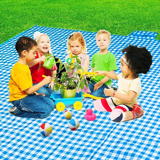 ZHUYNXIR Extra Large Picnic, Waterproof Blanket, Gingham Picnic Mat for Beach, Camping Grass Picnic Blankets. (Blue 58x58 inch)