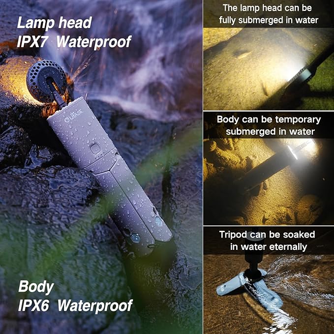 Camping Light Telescopic, Collapsible Magnetic Camping Lantern with 12000mAh Battery, Telescoping IPX6/IPX7 Waterproof Flashlights, Camping Lamp for Emergency, Camping, Hiking (Gray)
