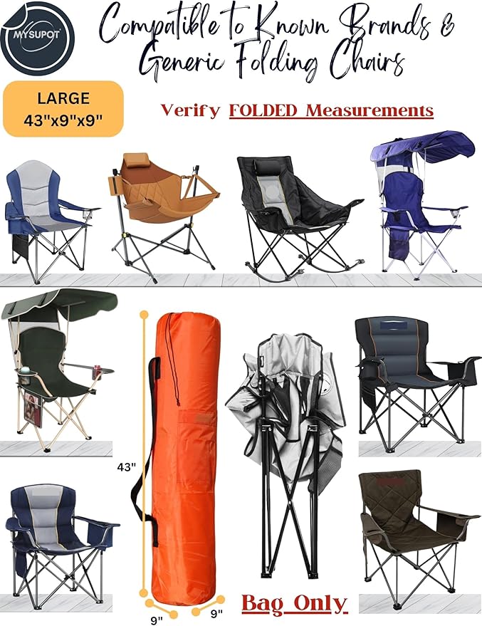 Replacement Bag for Folding Camping Chair, Portable Camp Chair, Hammock, Yoga Mat, Umbrella, Tents, Tripods, Fishing Poles - 420D Oxford Polyester Fabric