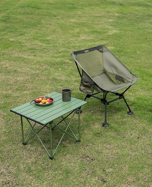 iClimb Ultralight Compact Camping Folding Table with Carry Bag (Reinforced Green - L)