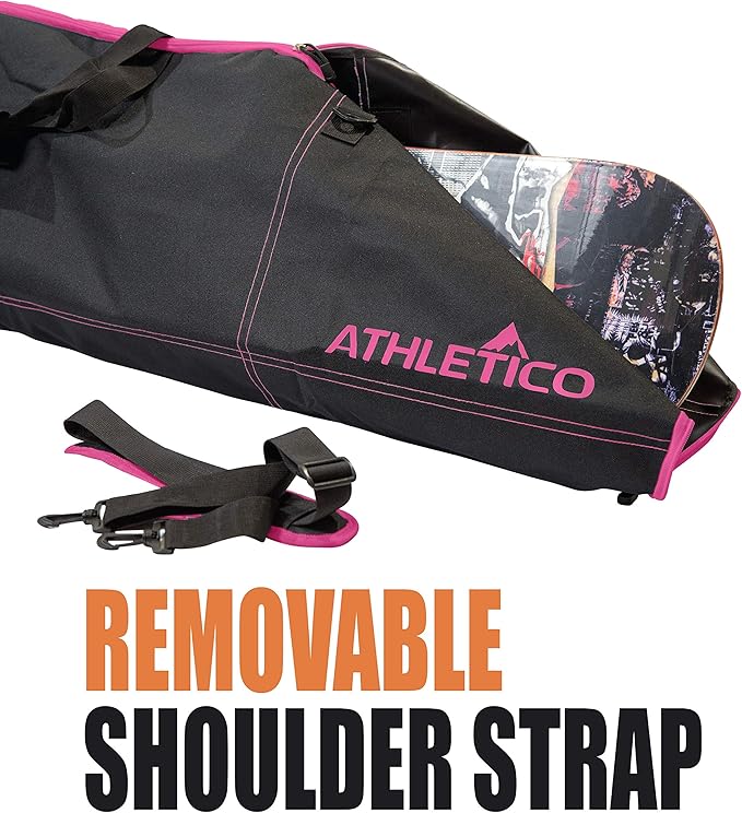 Athletico Two-Piece Snowboard and Boot Bag Combo | Store & Transport Snowboard Up to 165 CM and Boots Up To Size 13 | Includes 1 Snowboard Bag & 1 Boot Bag (Black)