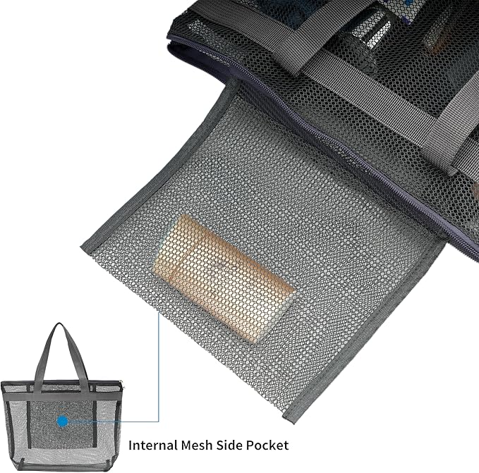 Portable Mesh Shower Caddy Tote Bag Hanging Toiletry Bag with Zipper for Travel, Bath, Gym, Beach, Camping, Dorm