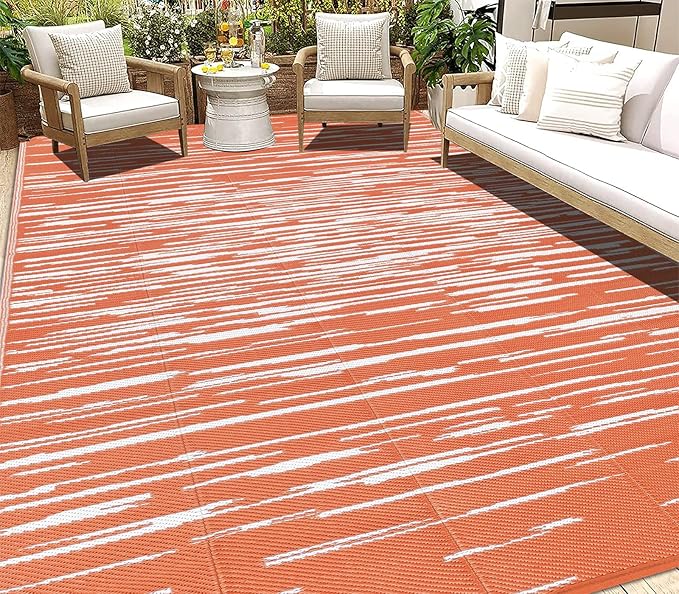 HEBE Outdoor Rug 9'x12' for Patios Clearance Waterproof Patio Mat Plastic Straw Rug Reversible RV Camping Tent Rug Outside Indoor Outdoor Area Rugs for RV,Deck,Beach,Balcony,Camper