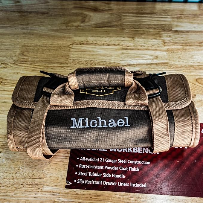 The Ryker Roll Up Tool Bag Organizer - Personalized Customized Name Gifts for Him/Men/Dad Gifts Roll Up Small Tool Bag Organizer Tools Bags gift for Mechanic, Electrician, Plumber or Hobbyist