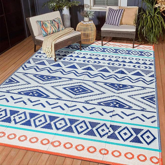 Outdoor Rugs Patio Camping Waterproof - 5x8 Plastic Straw Patio Rug Portable for Campers, Outside RVs Mat, Outdoor Area Carpet for Patios Clearance, Backyard Porch, Balcony, Picnic