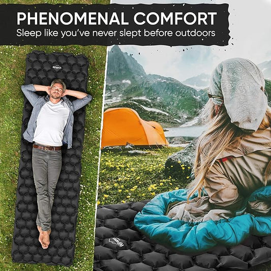 POWERLIX Ultralight Sleeping Pad for Camping with Inflating Bag– Compact Lightweight Camping Mat, Outdoor Backpacking Hiking Traveling Airpad Camping Air Mattress Sleeping Mat