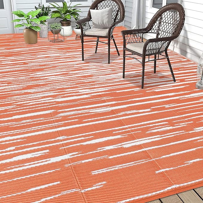 HEBE Outdoor Rug 9'x12' for Patios Clearance Waterproof Patio Mat Plastic Straw Rug Reversible RV Camping Tent Rug Outside Indoor Outdoor Area Rugs for RV,Deck,Beach,Balcony,Camper