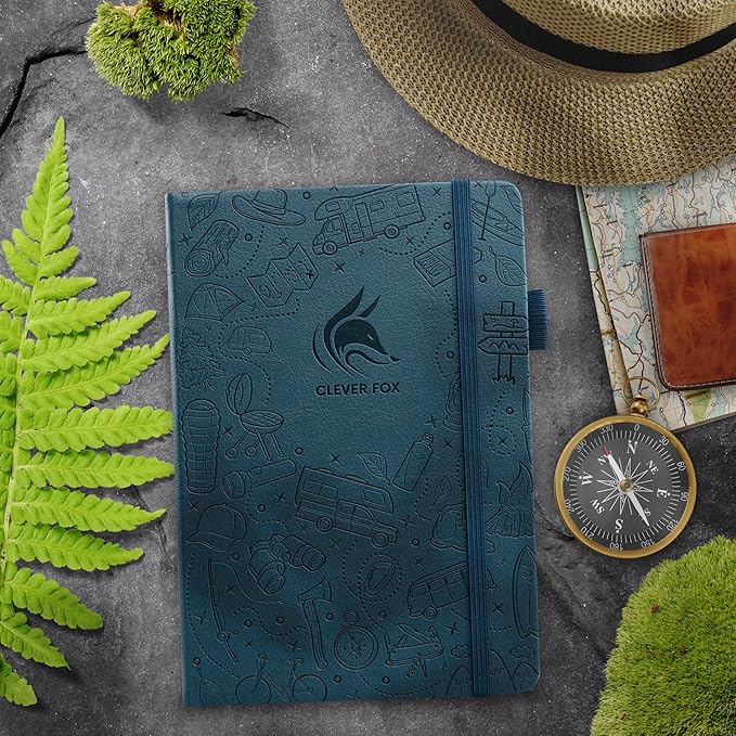 Clever Fox Camping Journal – Camper Log Book & RV Trip Planner – Outdoor Camp Journal & Adventure Travel Notebook – 12 Trips Total, 8 Pages per Trip – Hardcover, A5 Size (Deep Sea)