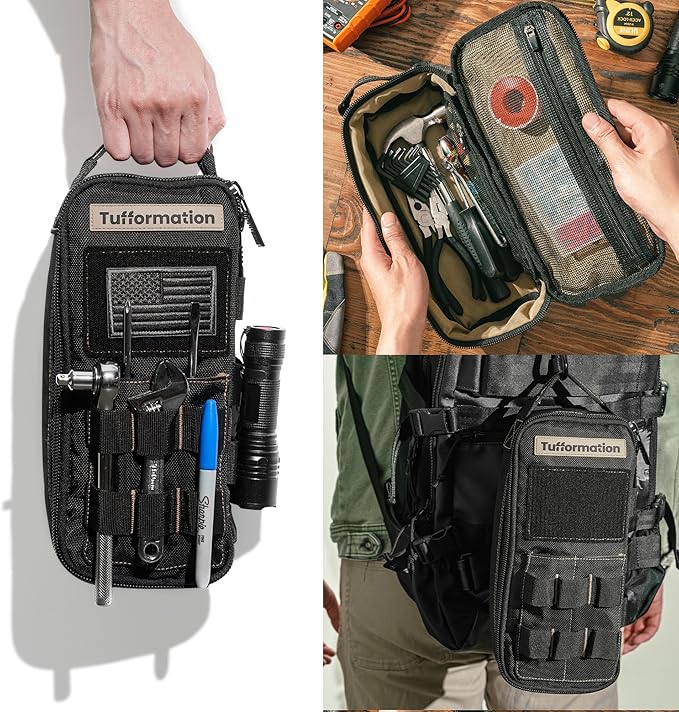Heavy Duty Small Tool Bag Pouch Portable Utility Organizer Case with Zipper Handle. Perfect for EDC, Motorcycle, Road Bike, Electricians & More