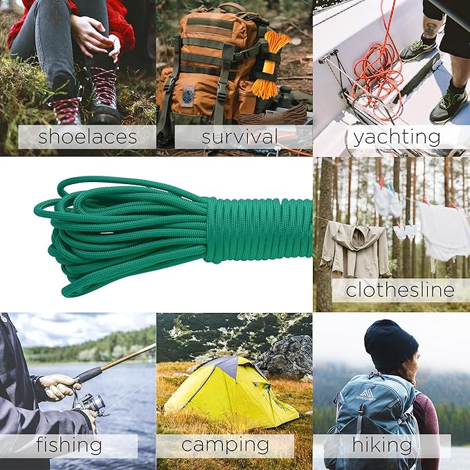 TECEUM Heavy Duty Rope 1000 – 1000ft / 200ft / 100ft / 50ft – 40+ Colors – Utility Rope for Survival & Camping Gear – Nylon String, Camping Rope, para Cord, Utility Nylon Rope, Tent Cord