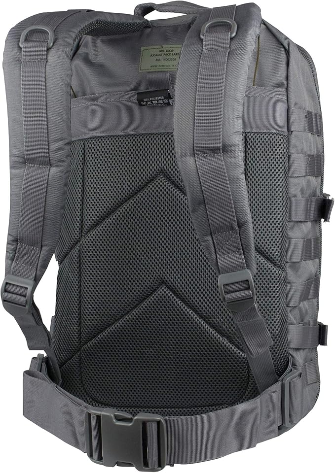 Mil-Tec Unisex Assault Pack - Rugged Durable Lightweight Ergonomic Versatile Tactical Outdoor Camping Hiking Backpack with Adjustable Padded Shoulder Straps & MOLLE Loops, Urban Gray, 20L