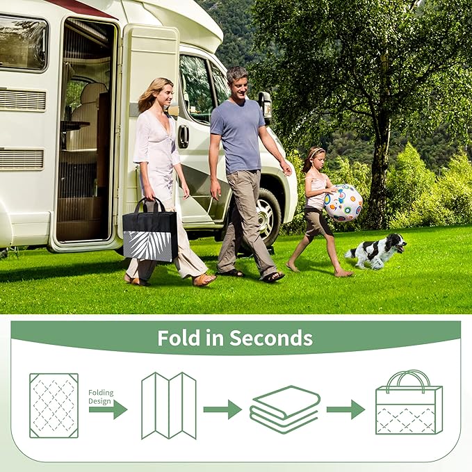 GENIMO Outdoor Rug 8' x 16' Waterproof for Patios Clearance, Reversible Outdoor Plastic Straw Camping Rug Carpet, Large Area Rugs Mats for RV, Camper, Deck, Balcony, Porch, Beach, Picnic, Grey&White