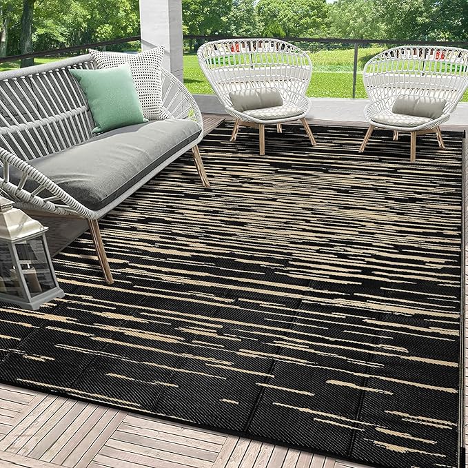 HEBE Outdoor Rug 5'x8' for Patios Clearance Waterproof Patio Mat Plastic Straw Rug Reversible RV Camping Tent Rug Outside Indoor Outdoor Area Rugs for RV,Deck,Beach,Balcony,Camper