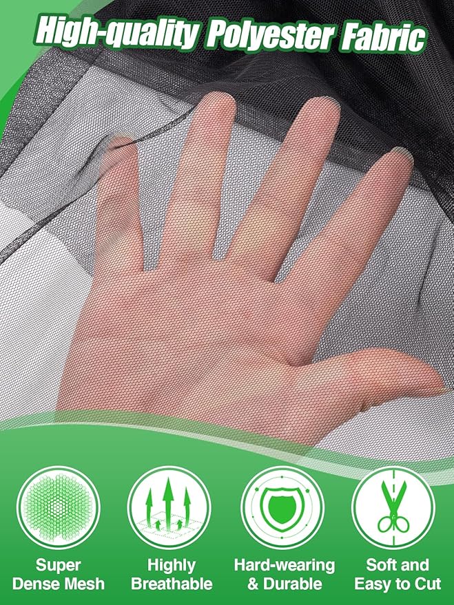 Mosquito Net for Patio - 10Ft x 40Ft for Each Garden Mesh Screen Barrier, Super Dense Patio Netting for Balcony Porch Protecting Your Skin Plants Vegetables DIY (Black)