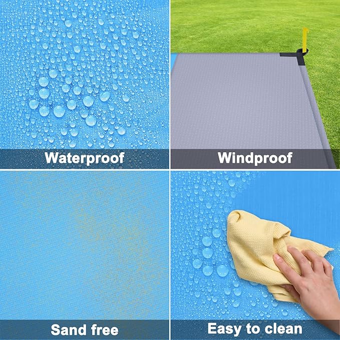 Beach Blanket, Beach Mat Sand Free Waterproof 79" X 83" Suitable for 4-7 Adults, Waterproof Lightweight Picnic Blankets for Travel, Camping, Hiking