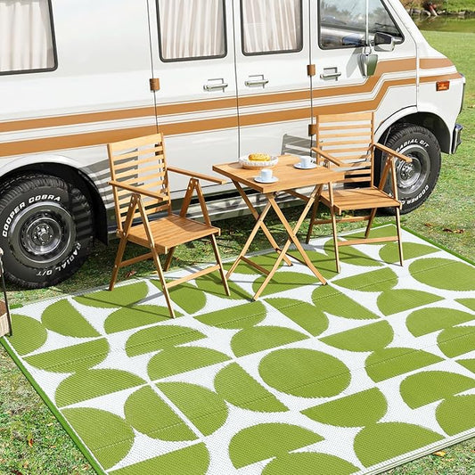 Wonnitar Waterproof Outdoor Rug 5x8, Reversible Plastic Straw RV Rug for Camping, Outside Patio Area Rug, Indoor Outdoor Portable Mat for Picnic Backyard Balcony Deck Decor (Green,5'x8')