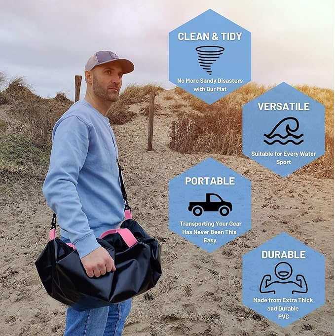 Hang 11 Wetsuit Changing Mat Bag - Surf Changing Mat with Shoulder Strap, Wetsuit Bag Waterproof, Keeps your Wet Suit & Car Clean, Surf Change Gear, Surfing Accessories, Surfing Gifts