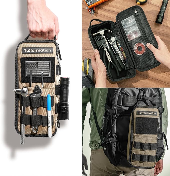 Heavy Duty Small Tool Bag Pouch Portable Utility Organizer Case with Zipper Handle. Perfect for EDC, Motorcycle, Road Bike, Electricians & More