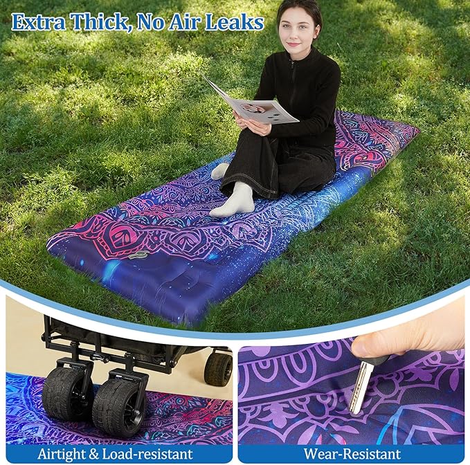 Camping Sleeping Pad Extra Thick 5 Inch Inflatable Camping Pad with Pillow Sleeping Mat Built-in Foot Pump Portable Lightweight Camping Air Mattress for Backpacking Hiking Tent