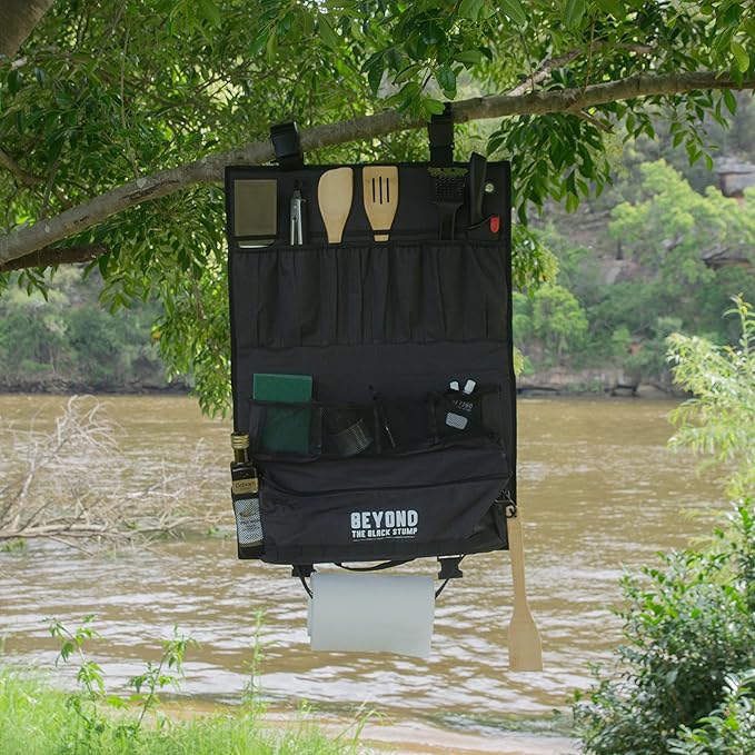 Camp Kitchen Organizer and Utensil Kit - Set of 14 - Travel Organizer - Grill Accessories - Portable Camping Gear