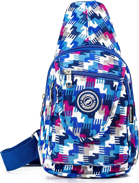 Chrysansmile Sling Bag for Women Men Nylon Crossbody Bags Fanny Packs Flower Print Small Backpack for Travel Hiking