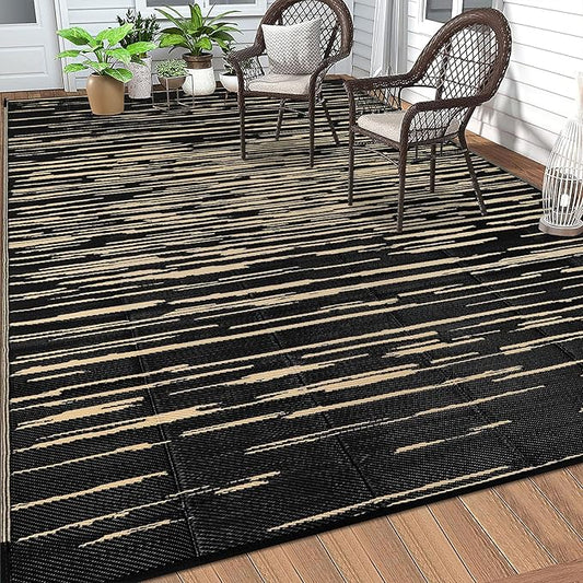HEBE Outdoor Rug 5'x8' for Patios Clearance Waterproof Patio Mat Plastic Straw Rug Reversible RV Camping Tent Rug Outside Indoor Outdoor Area Rugs for RV,Deck,Beach,Balcony,Camper