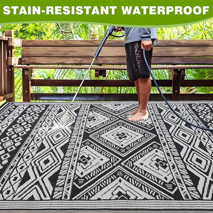 Outdoor Rug 5x8 ft Waterproof, Reversible Outdoor Plastic Straw Rug for Patios Clearance, Outdoor Area Rug Carpet RV Mat for Camping Backyard Deck Porch