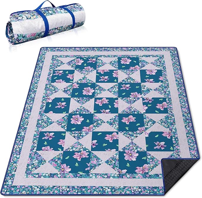Extra Large Picnic Blankets Waterproof Foldable (60"x 80") Beach Blanket Waterproof Sandproof,3-Layer Thicking Mat Outdoor Packable Camping Blanket