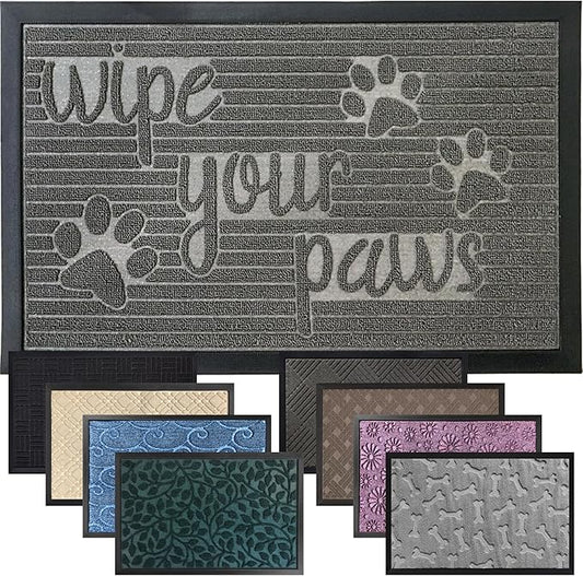 GORILLA GRIP 100% Waterproof All-Season WeatherMax Doormat, Durable Natural Rubber, Stain and Fade Resistant, Low Profile, Indoor Outdoor Door Mats, Easy Clean Patio Entrance Mat, 17x29, Stone Paws