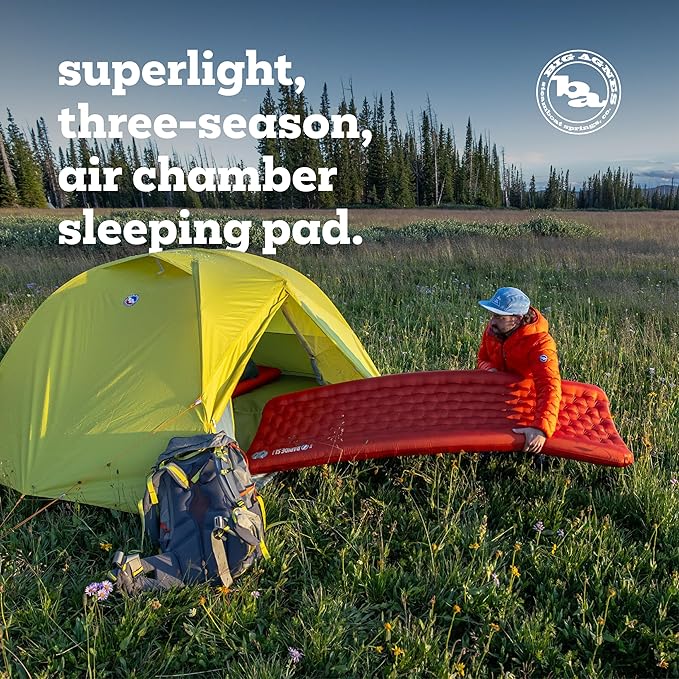 Big Agnes Rapide SL - Insulated Sleeping Pad, Ultralight, All Season Compact Backpacking and Hiking, Pumphouse Sack Included, Orange, 25x78 Wide Long