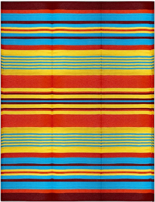 BalajeesUSA Outdoor Rug - 9x12 Multi Color, Reversible Plastic Straw, Waterproof, Patio Rugs Clearance, Porch decore, Picnic Backyard Rugs, Large RV Camper mats 7421
