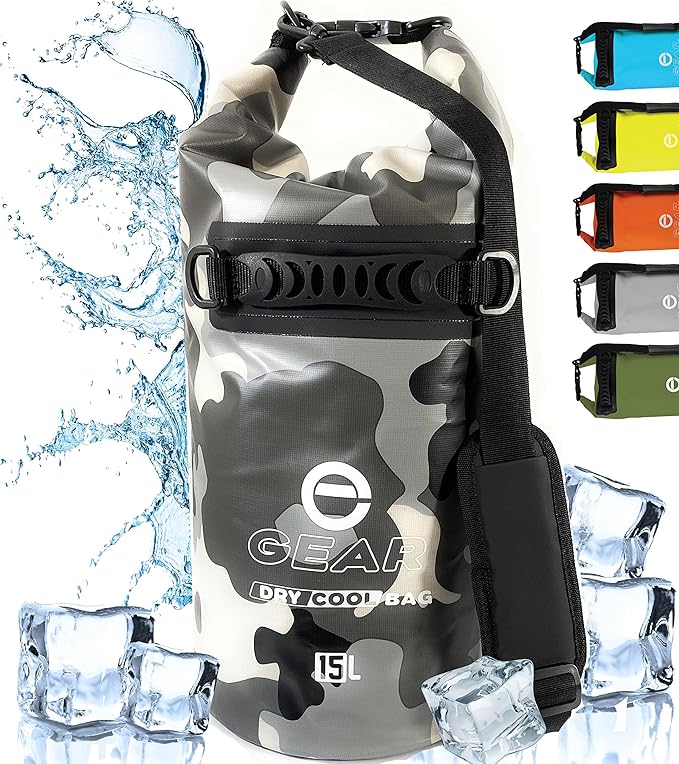 Dry Bag Floating Cooler - Roll Top Insulated Backpack – Portable, Collapsible, Waterproof with Padded Shoulder Strap - Perfect for Kayaking Fishing Beach Hiking -15L