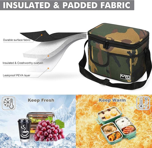 Tirrinia Insulated Lunch Box for Women Men, Leakproof Reusable Lunch Bag Containers for Adult,Working,Office,Lunch Soft Cooler Bag Tote for Picnic Hiking BeachCamo