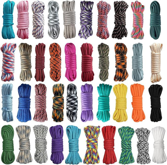 40 Colors 10 Feet Paracord Cord Multifunction Paracord Ropes 550lb Survival Paracord Random Combo Crafting Kit, for Making Lanyard, Bracelet, Dog Collar, Idea for Gift