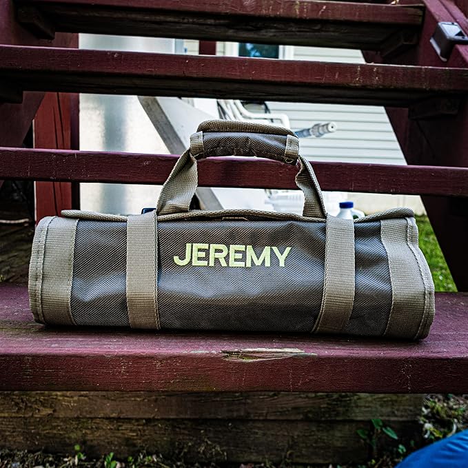 The Ryker PRO Roll Up Tool Bag Organizer - Personalized Customized Name Gifts for Him/Men/Dad Gifts Roll Up Small Tool Bag Organizer Tools Bags gift for Mechanic, Electrician & Hobbyist