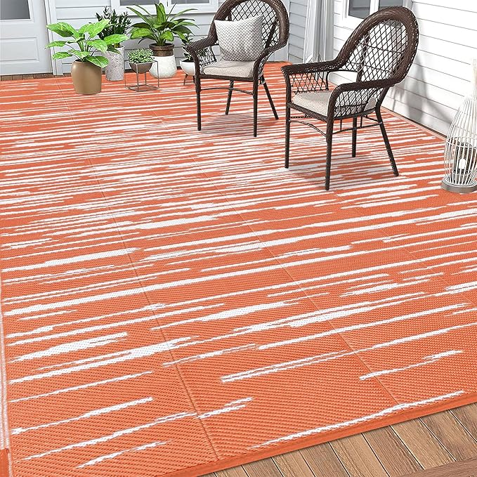 HEBE Outdoor Rug 8'x10' for Patios Clearance Waterproof Patio Mat Plastic Straw Rug Reversible RV Camping Tent Rug Outside Indoor Outdoor Area Rugs for RV,Deck,Beach,Balcony,Camper