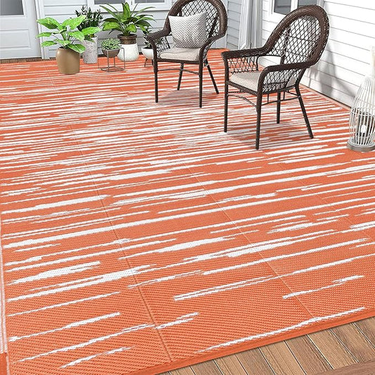 HEBE Outdoor Rug 8'x10' for Patios Clearance Waterproof Patio Mat Plastic Straw Rug Reversible RV Camping Tent Rug Outside Indoor Outdoor Area Rugs for RV,Deck,Beach,Balcony,Camper