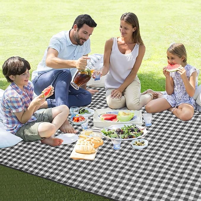 Picnic Blanket Outdoor Extra Large Picnic Mat 80"X60" Camping Blanket Beach Blanket Foldable Waterproof Sand Mat Hiking Travel Family Concerts(Blue)