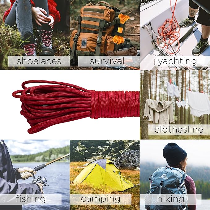 TECEUM Heavy Duty Rope 1000 – 1000ft / 200ft / 100ft / 50ft – 40+ Colors – Utility Rope for Survival & Camping Gear – Nylon String, Camping Rope, para Cord, Utility Nylon Rope, Tent Cord