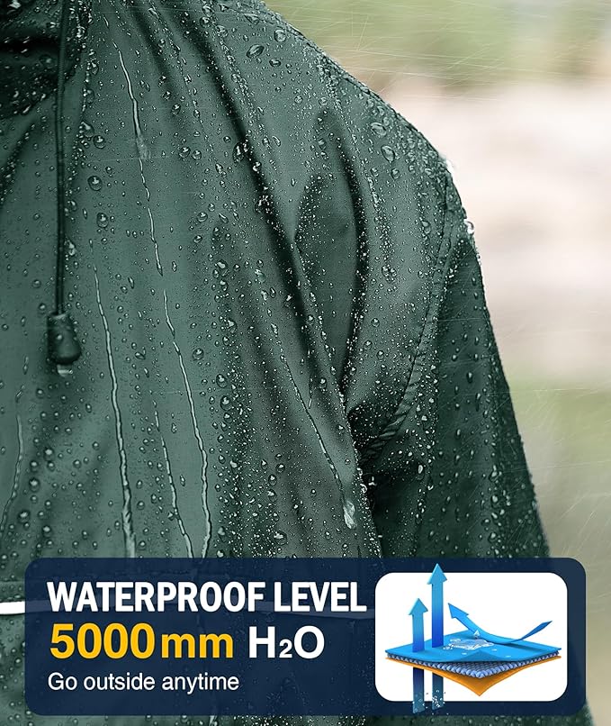 SWISSWELL Rain Jacket Men Waterproof Windbreaker, Lightweight Hooded Raincoat for Daily Casual